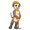 Erdmännchen als Bergarbeiter mit Spitzhacke