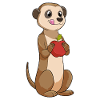 Erdmännchen mit Apfel