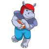 Hippopotame au football