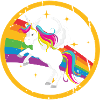 Fabelhafter Einhorn mit Regenbogenmähne