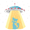 Humorous UFO cat print