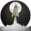 Round old rocket lift off