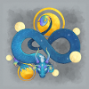 Blue Ink Spirits Poster - Regenbogenblauer Drache
