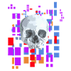 Pixel image with skull