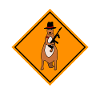 Kangaroo warning armed kangaroos