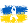 Ukrainian flag with peace ribbon