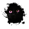 cat,pink,eyes pink,illustration,black