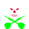 Skull and crossed darts