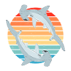 Hammerhead Shark Retro Sunset