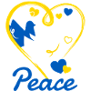 Ukrainische Friedenstaube mit Peacezeichen