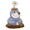 Mole with daisy flower