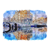 Amsterdam Pays-Bas Aquarelle Dessin d’esquisse