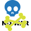 Neon Blue Skull and Crossbones
