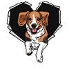Beagle crack strappato buco cuore faccia di cane