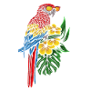 Funny cockatiel parrot with flowers