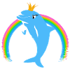 Rainbow Dolphin Golden Crown Blue