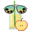Apple juice with sunglasses