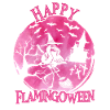 Flamingoween Flamingo With broom