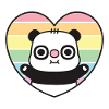 Cute Panda Rainbow Heart