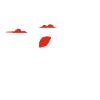 White mountain and red sun