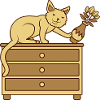 Cat knocks over flower vase