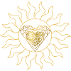 sun and hearts gold