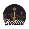 Seattle Skyline Nacht-Logo Space Needle