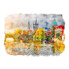 Prague Tchéquie Aquarelle Esquisse
