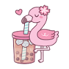 Süßer Flamingo liebt Bubble Tea