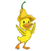 Canard avec capuchon jaune