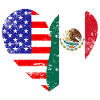 USA Mexico Grunge Flag Heart