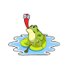 Grenouille sur feuille avec insecte