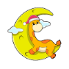 Giraffe sleeping with moon