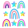 bunter Regenbogen und Sterne