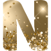 Customizable Monogram N Gold Glitter