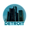Detroit Skyline Retro Blue Logo