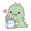 Cute Dinosaur Loves Milk