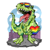 LGBT Animal Dinosaur Rainbow Heart