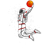 Astronaut Dunking Basketball