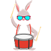 Rabbit plays drums