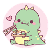 Cute Green Dinosaur Loves Sushi