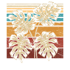 Retro Houseplant Leaves Tropical Monstera