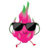 Dragon fruit with sunglasses
