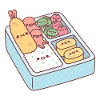 Kawaii japansk bento-kasse med blækspruttepølser