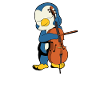Comic Penguin plays cello