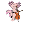 Comic Axolotl plays cello