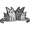 Sedentary little cat family