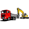 Lastauto mit Bagger