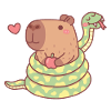 Capybara Wrapped By Snake Funny