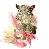 leopard, cat,wildcat,painting,leaves,gold,red